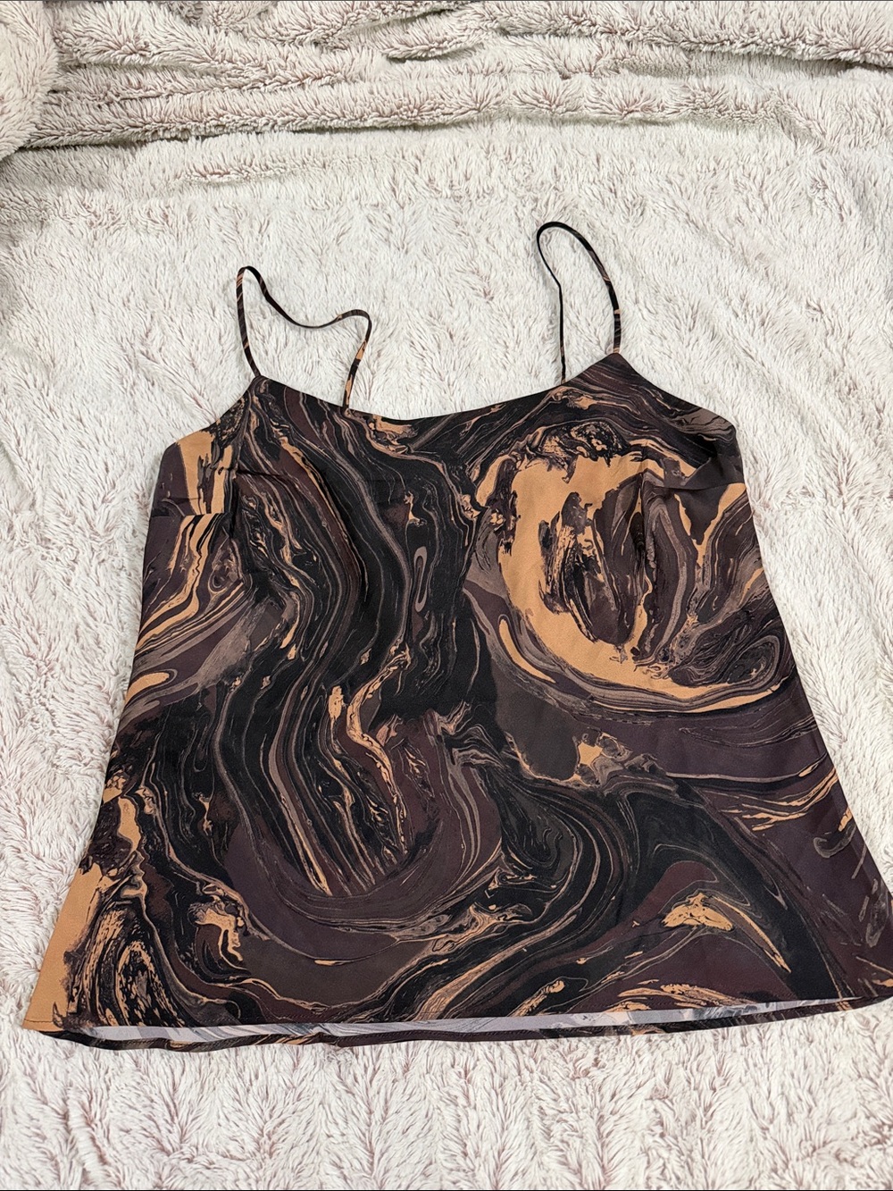 Express Marble Swirl Slip Cami in Black and Brown